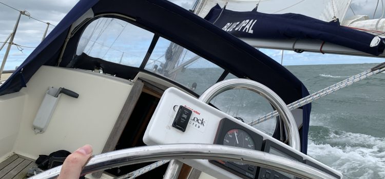 A weekend adventure (and a lifeboat shout) A view from the helm of Blue Opal, showing the sea state.